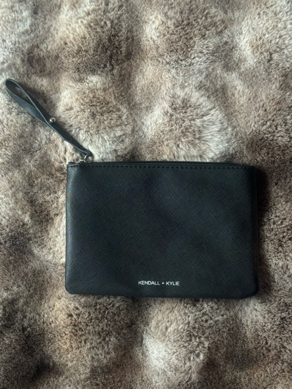 Kendall & Kylie Black Saffiano Wristlet Pouch